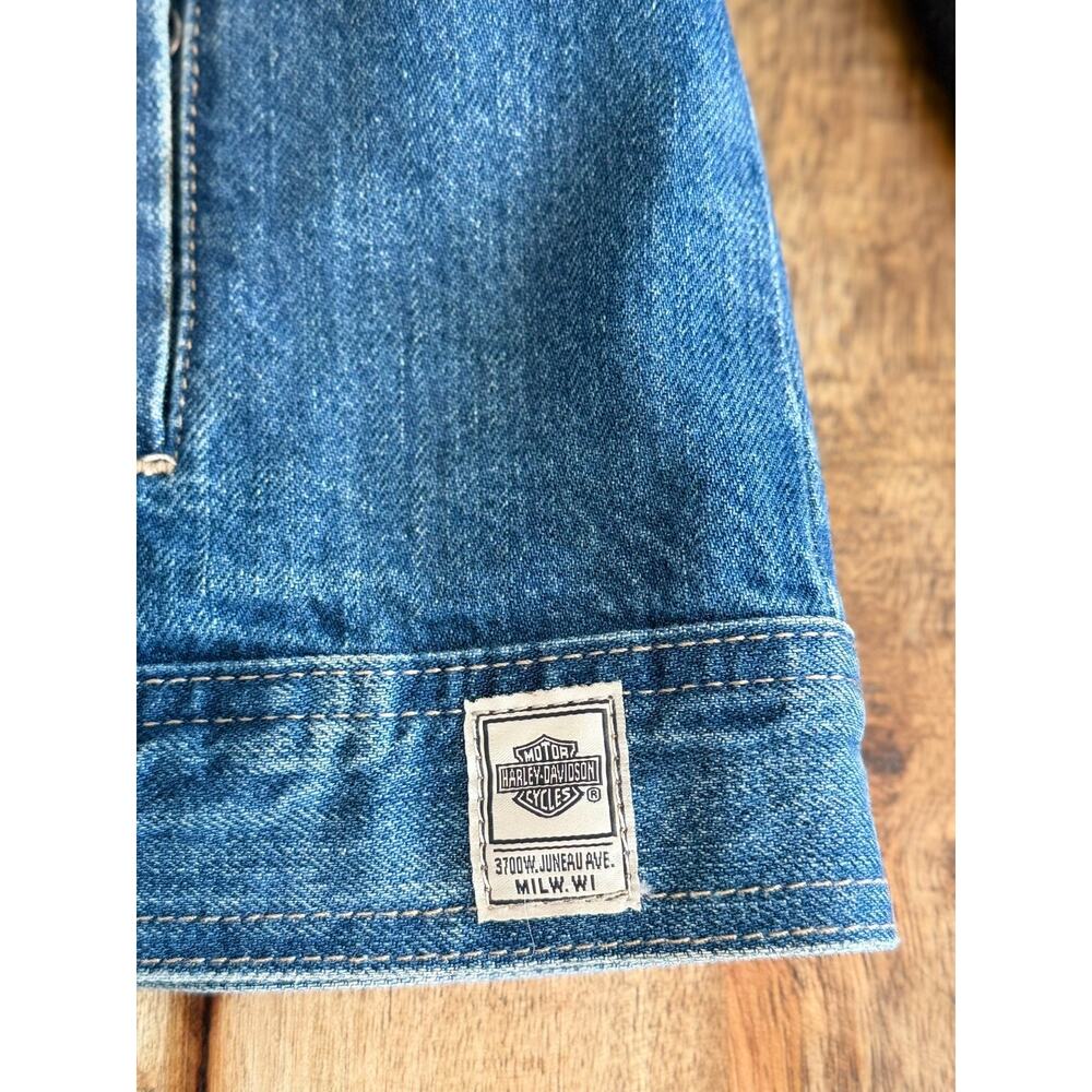 Harley-Davidson Women's Denim Jacket M Blue Zip-Off Sleeve Vest Hood 98402-20VW - Picture 4 of 15
